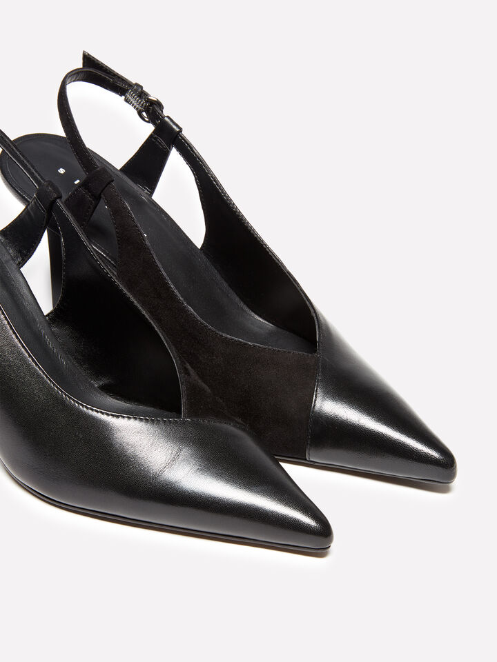 Black slingbacks in 100% leather - women's heels - Black | Sisley image number 4